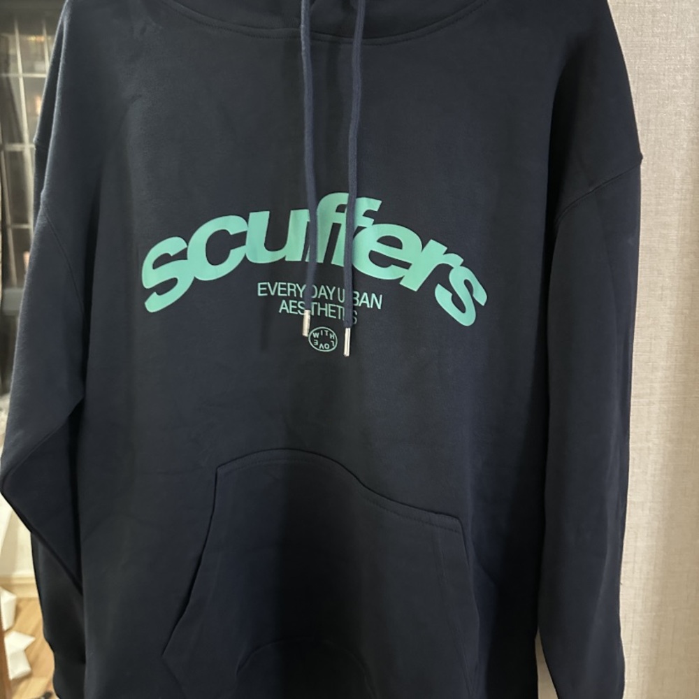 Men's Navy Hoodie with Teal Logo